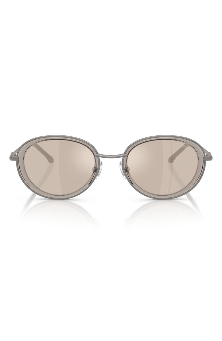 DIESEL<sup>®</sup> DL1018 51mm Mirrored Oval Sunglasses, Main, color, Gunmetal / Ivory Mirror Silver