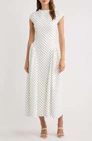 Odd Muse Dot Gathered Midi Dress