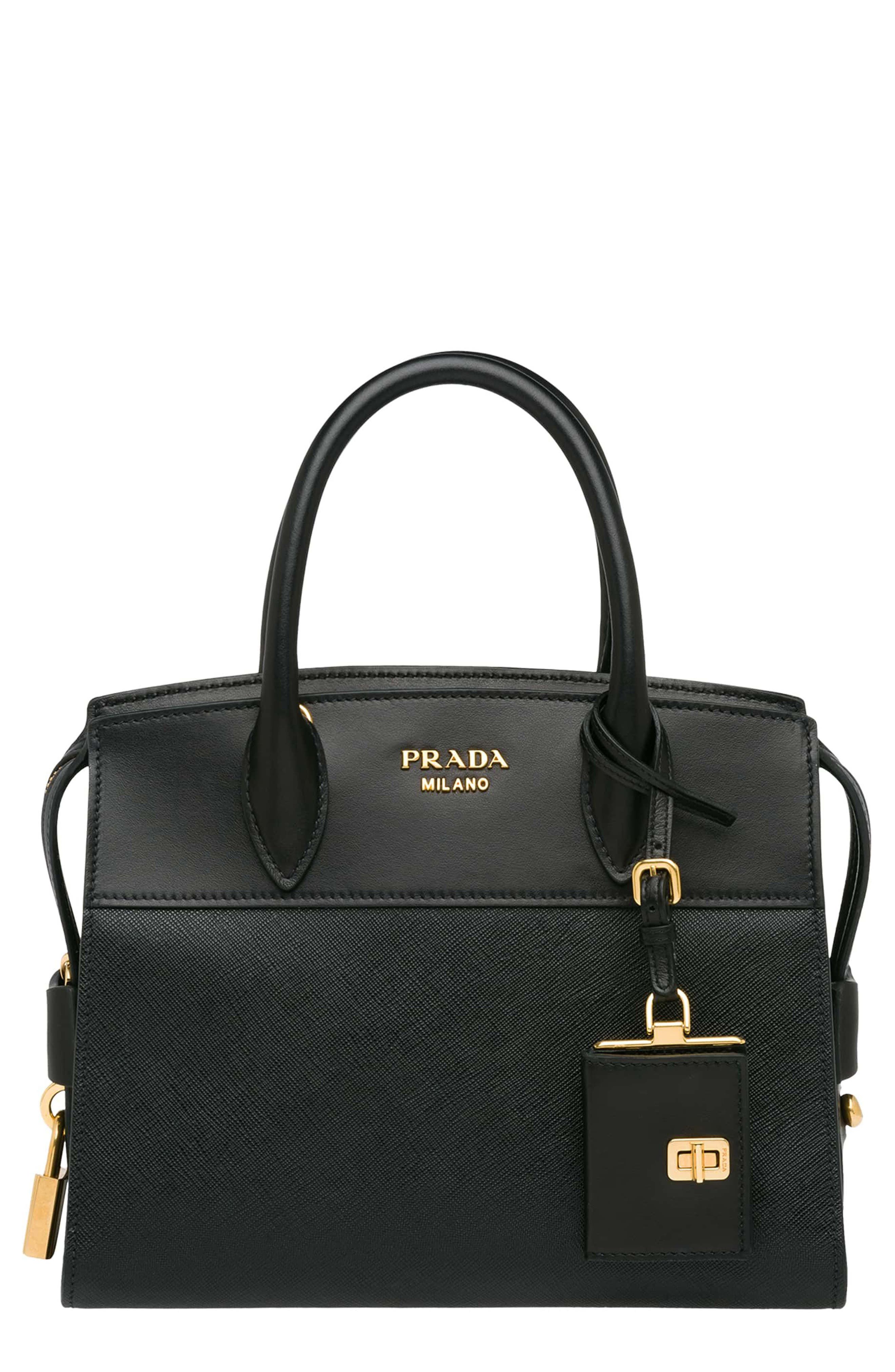 Prada Small Esplanade Saffiano & City Calfskin Tote, Main, color, 