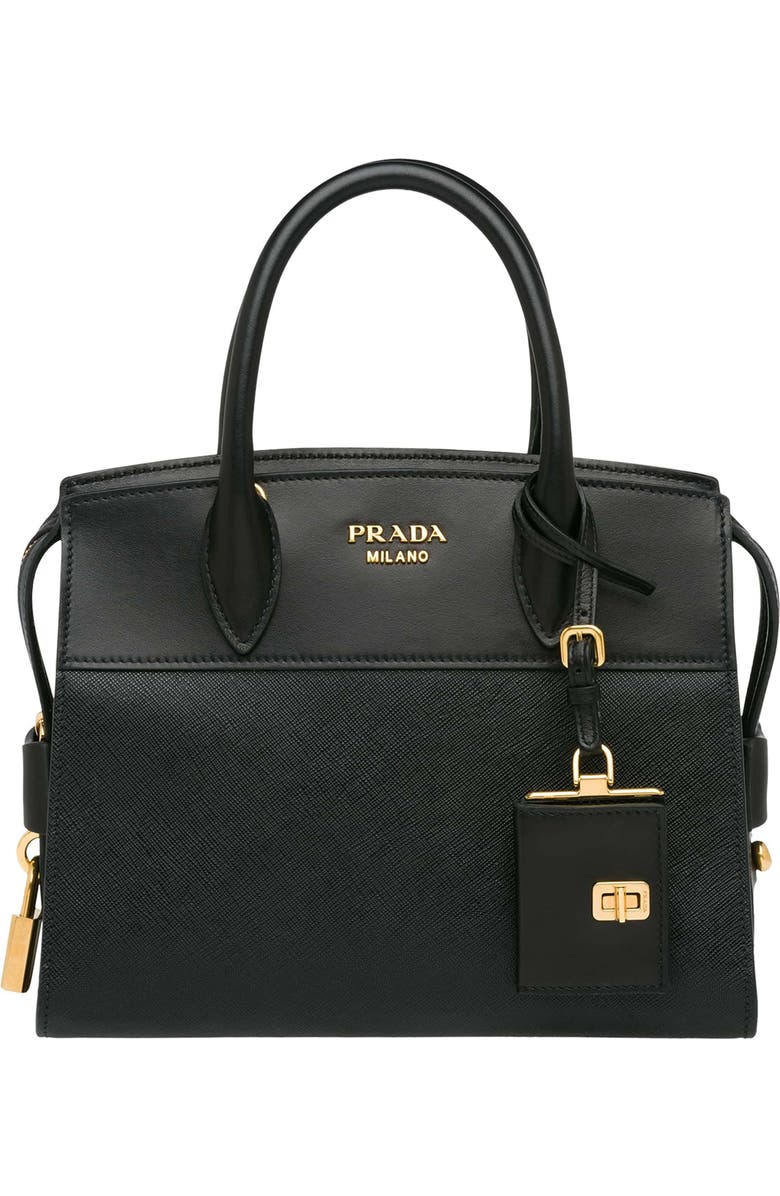 Prada Small Esplanade Saffiano & City Calfskin Tote, Main, color,