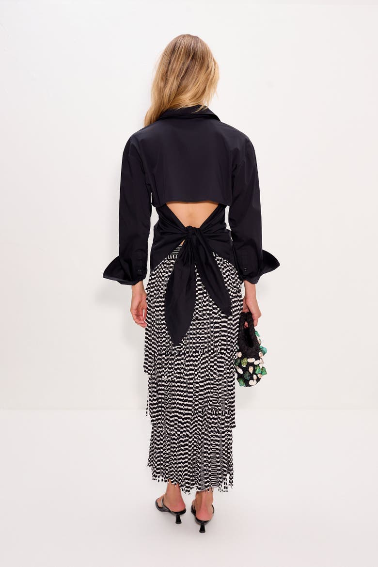 Za Za Knit Fringe Skirt, Alternate, color, Black/White Space Dye