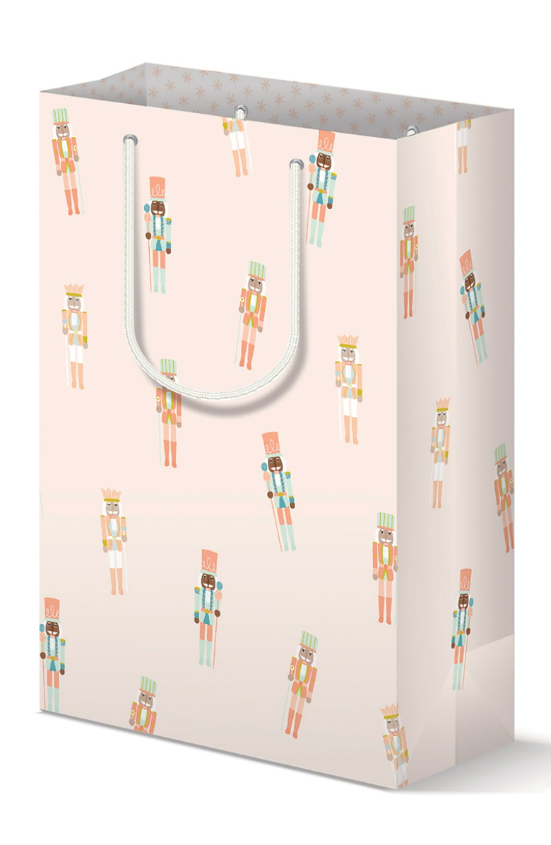 Joy Paper Co. Nutcracker Holiday Pattern Gift Bag Set of 3, Alternate, color, Blush Nutcracker