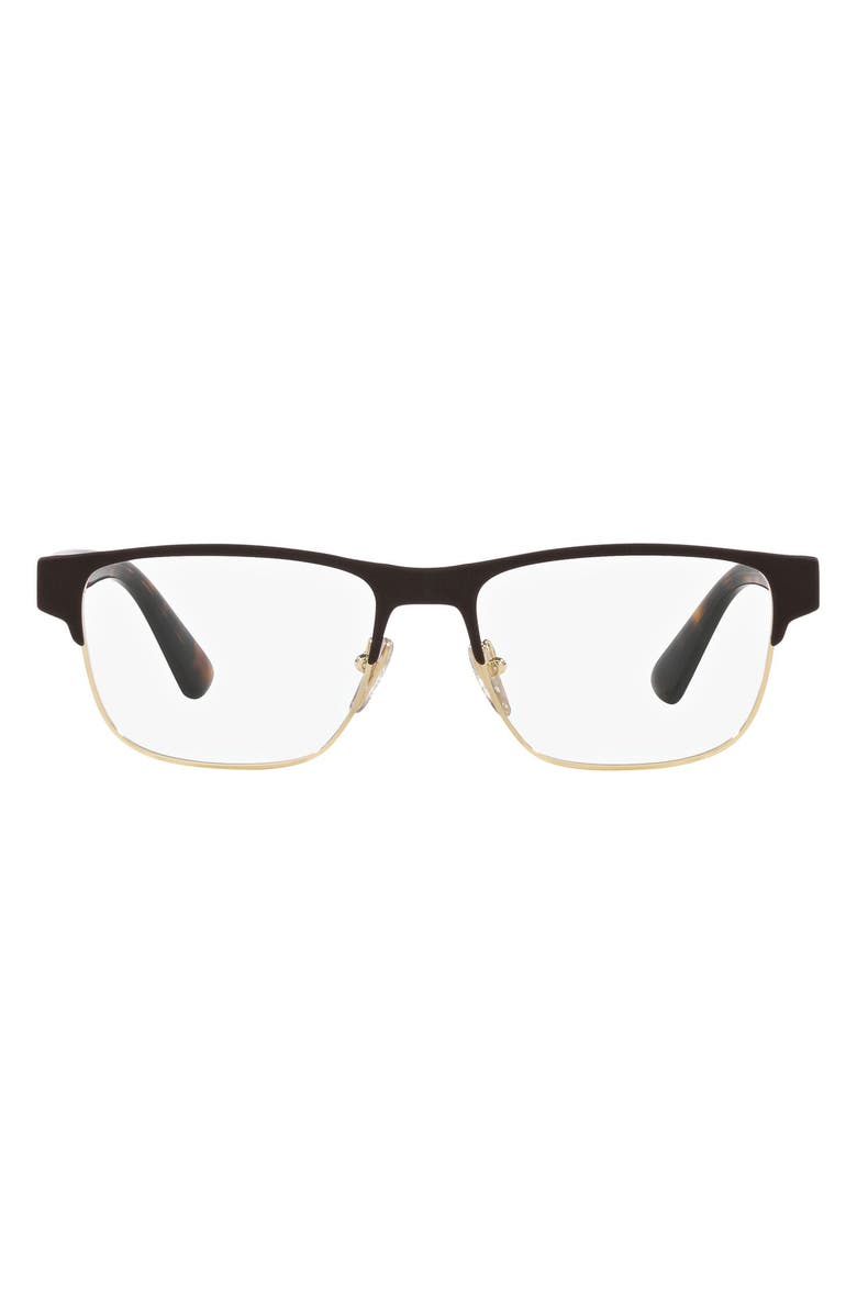 Prada 55mm Square Optical Glasses, Main, color, Matte Brown