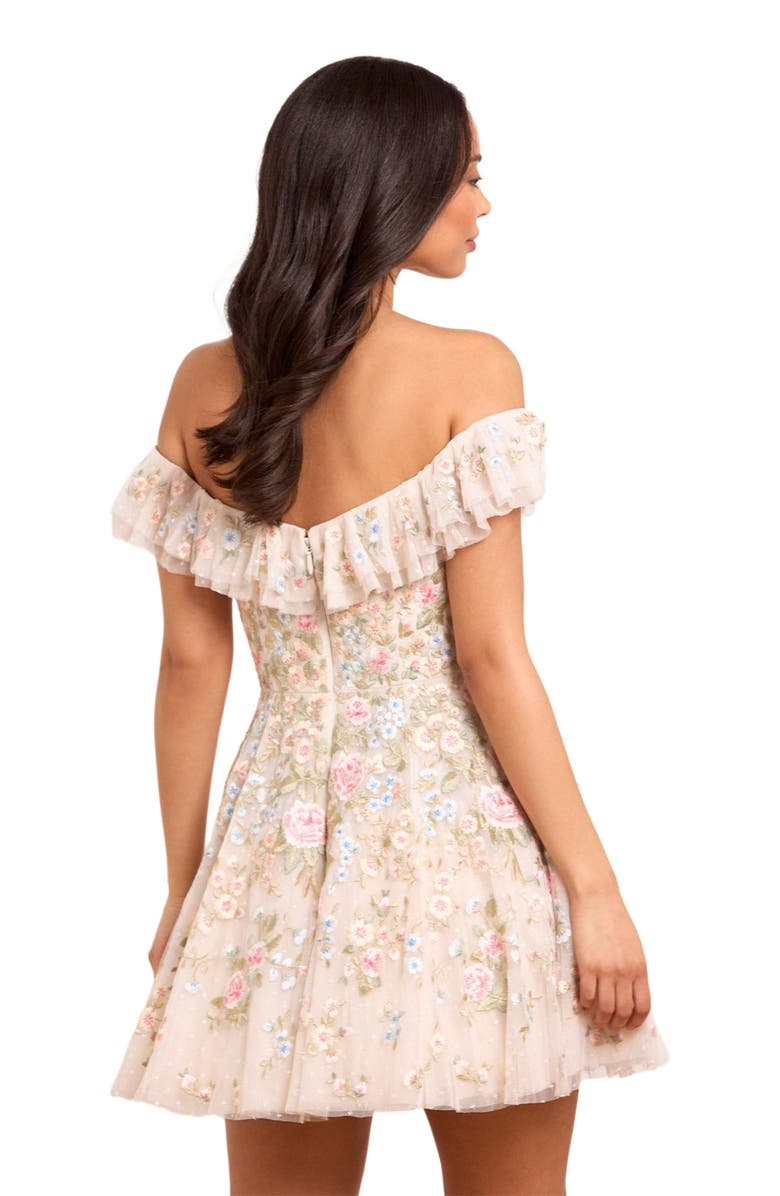 Needle & Thread Antoinettes Floral Mini Dress, Alternate, color, Cream