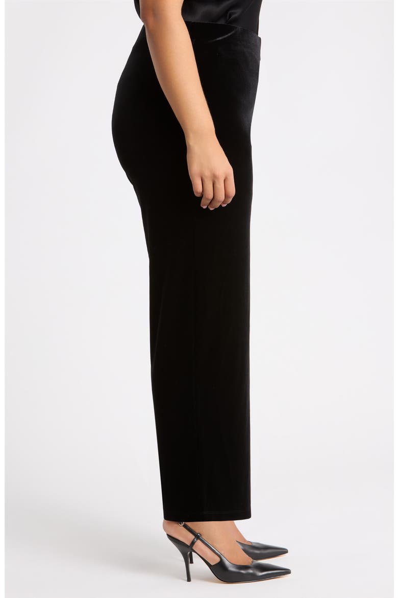 Pull-On Wide Leg Stretch Velvet Pants, Alternate, color, ANNE BLACK
