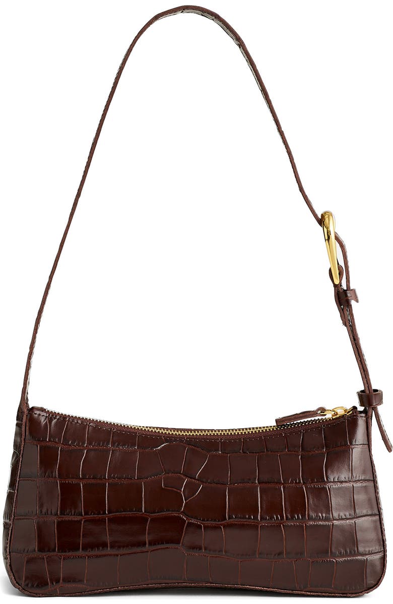 Madewell The Sculptural Buckle Croc Embossed Leather Shoulder Bag, Main, color,