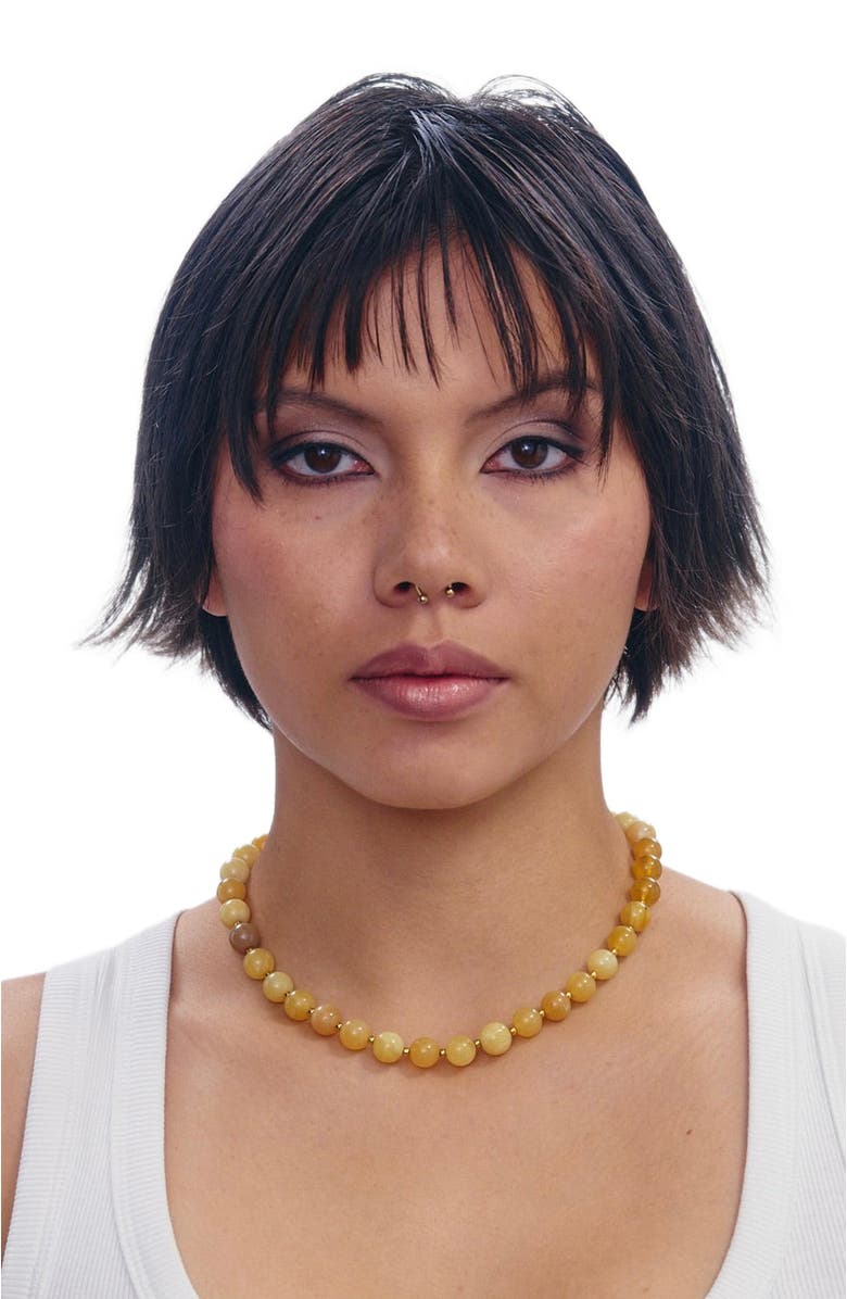 SHOP SPICY DAN Sonny Smooth Yellow Opal Gold Plated Necklace, Alternate, color, Yellow