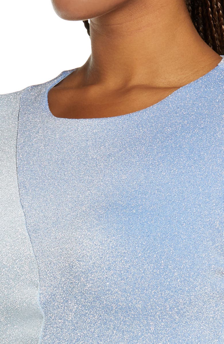 Naked Wardrobe Metallic Wavy Seam Long Sleeve Minidress, Alternate, color,