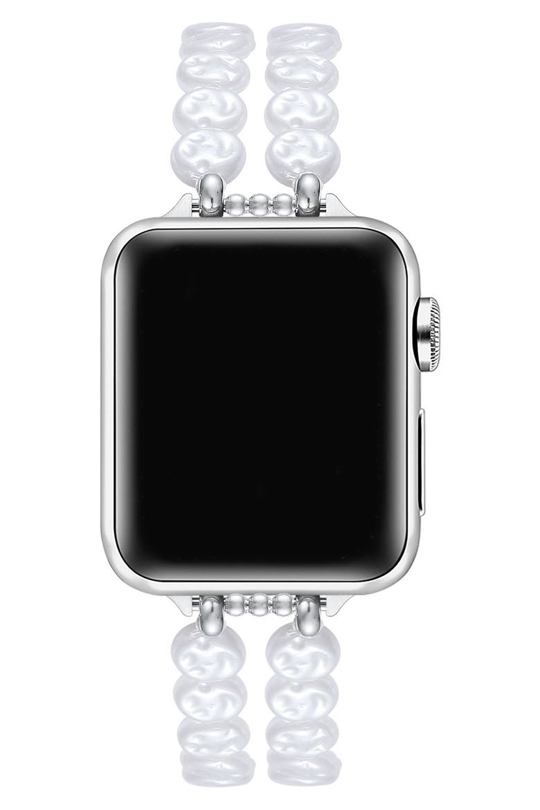 Eloise Imitation Pearl Apple Watch® Bracelet Watchband, Alternate, color, WHITE