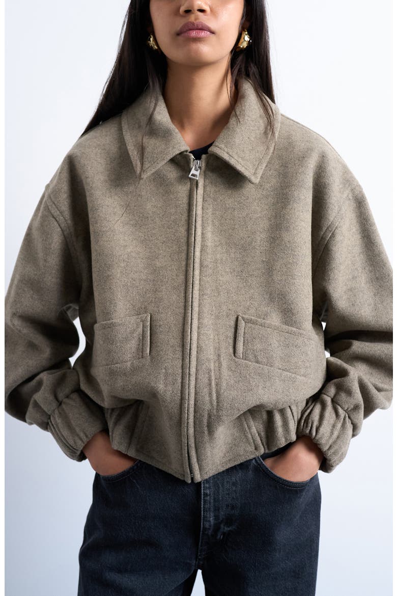 Crop Bomber Jacket, Main, color, BEIGE
