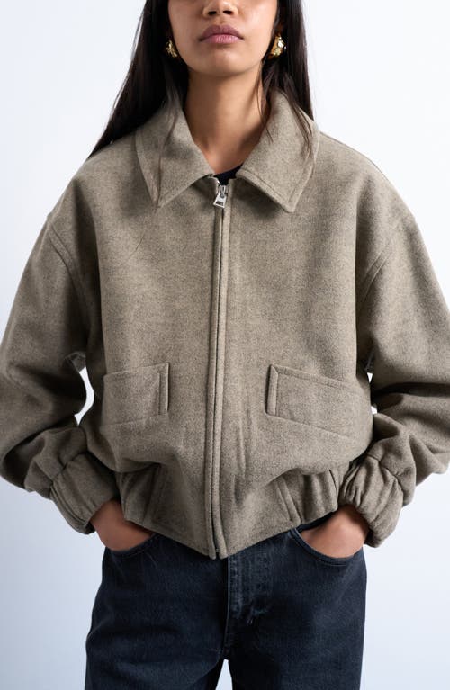 Topshop Crop Bomber Jacket In Neutral