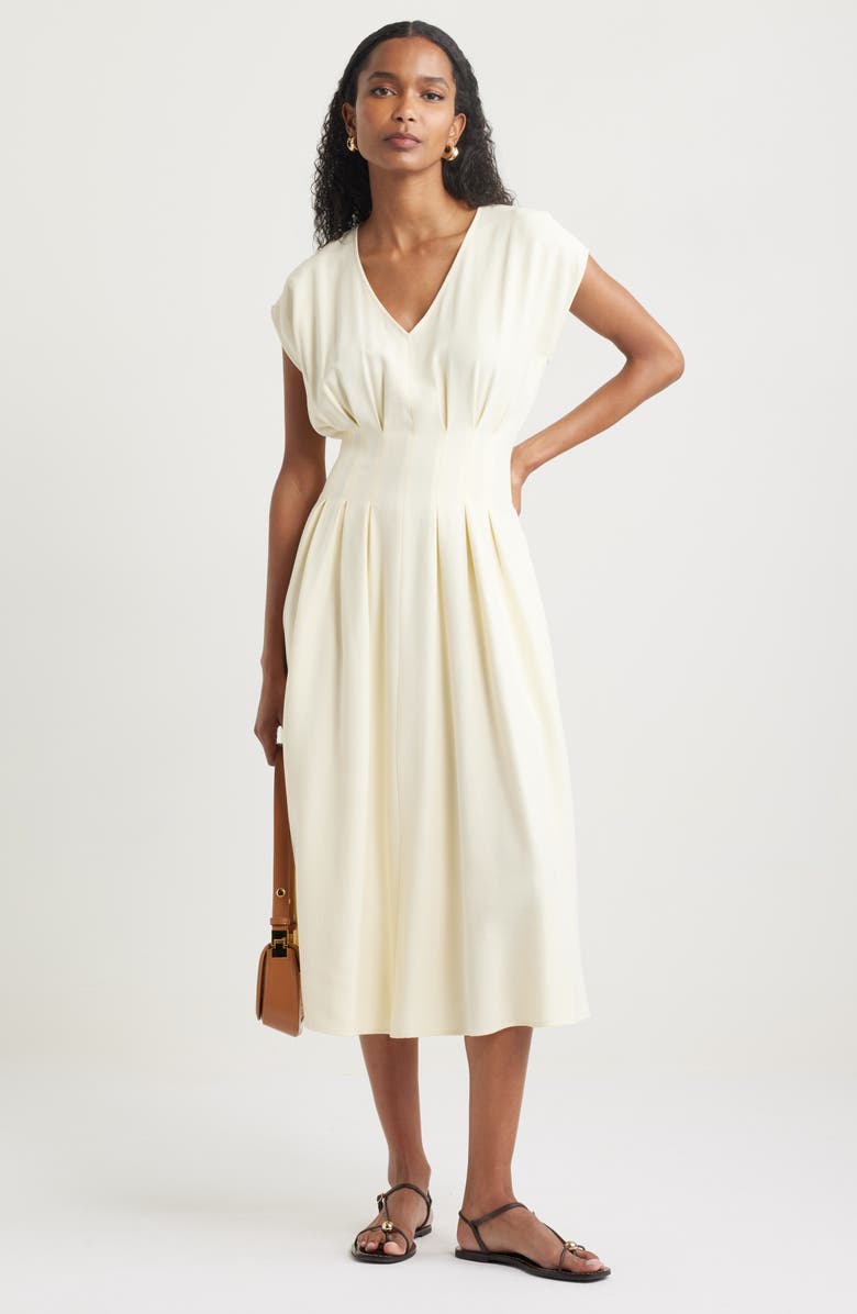 Nordstrom Pleated Midi Dress, Main, color, Yellow Pale