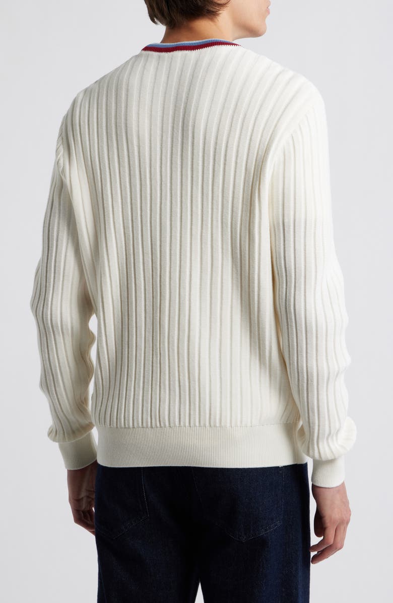 Lacoste Archive Cotton & Wool Cardigan, Alternate, color, Flour/ Chambray-King-Bordeaux