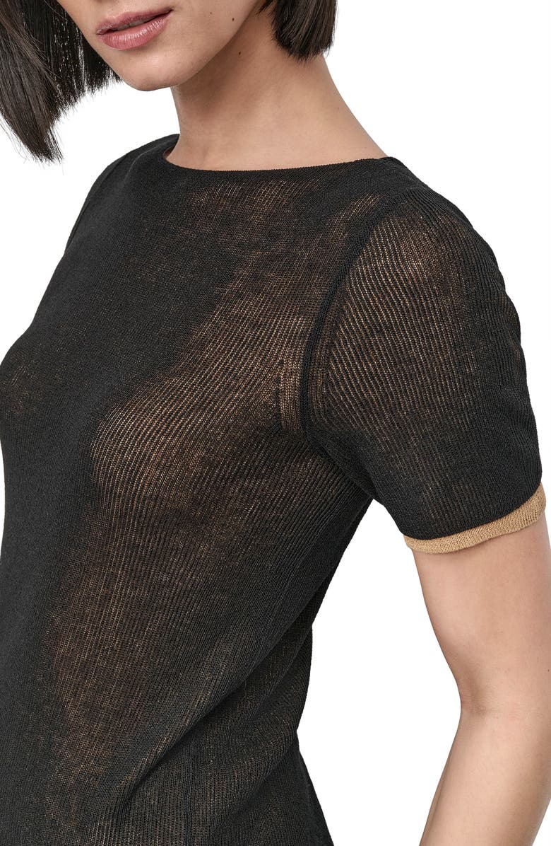 DKNY Contrast Layered Short Sleeve Sweater, Alternate, color, 