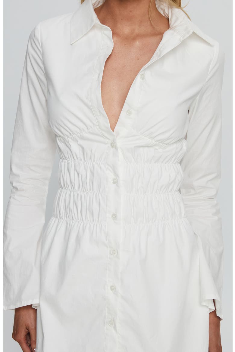Stellaria Long Sleeve Cinched Waist Mini Shirtdress, Alternate, color, WHITE