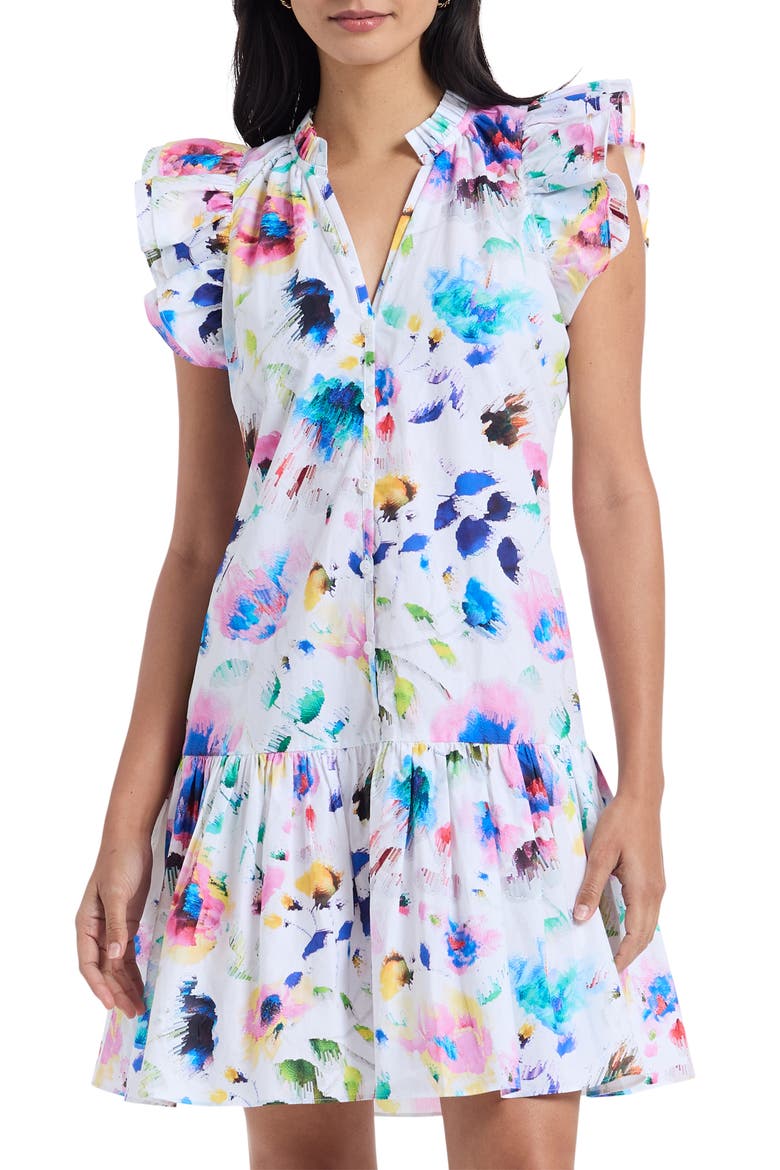 Savannah Watercolor Floral Cap Sleeve Shift Dress, Alternate, color, MULTI
