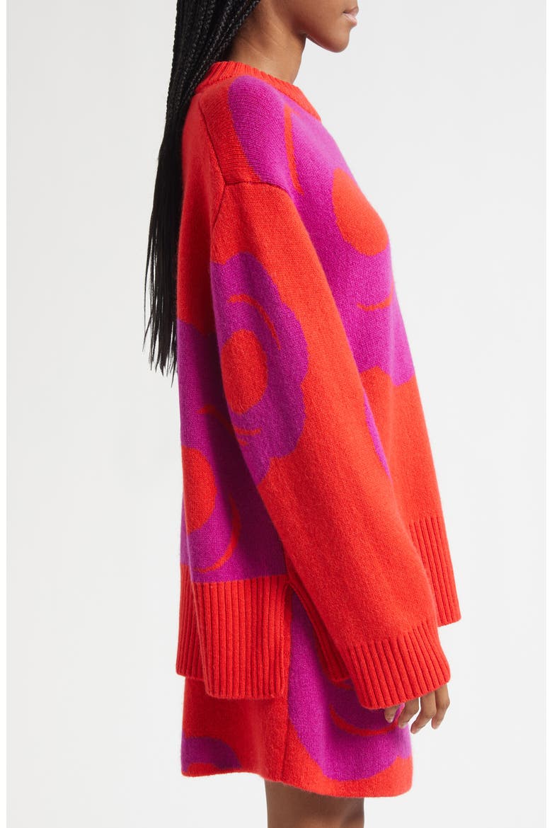 Kartakteri Tumma Floral Jacquard Merino Wool & Mohair Blend Sweater, Alternate, color, RED, PURPLE