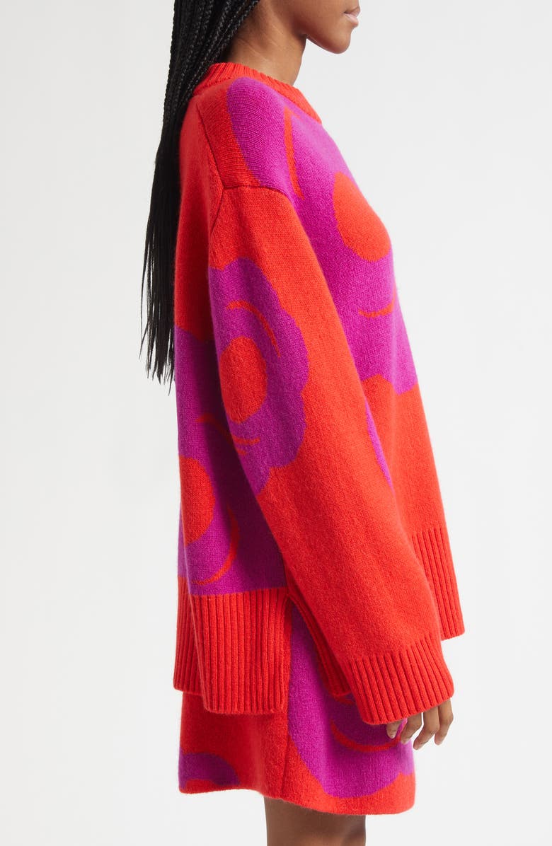 Marimekko Kartakteri Tumma Floral Jacquard Merino Wool & Mohair Blend Sweater, Alternate, color, Red, Purple