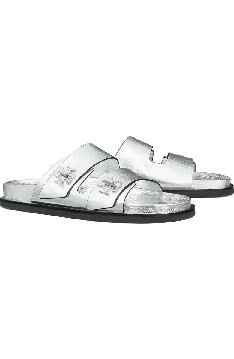 Tory Burch T Lock Sport Slide Sandal, Main, color, Silver