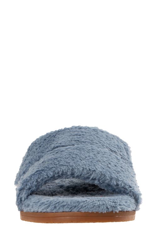 Revitalign Callie High Pile Fleece Slide Slipper In Blue