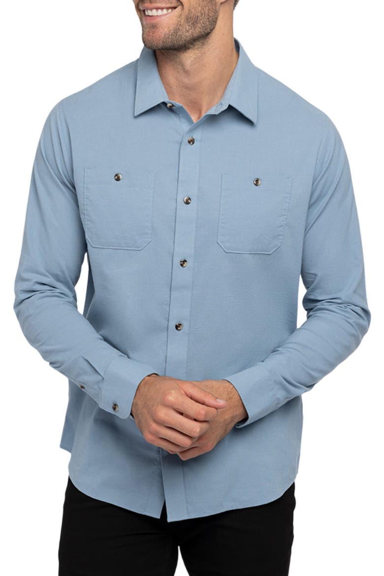 Cloud Flannel Button-Up Shirt, Main, color, FADED DENIM