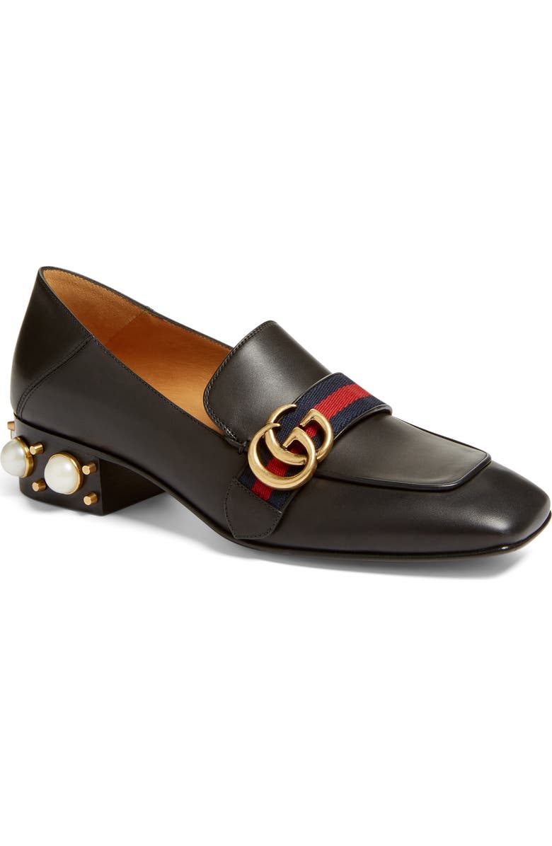 Gucci Embellished Heel Loafer, Main, color,