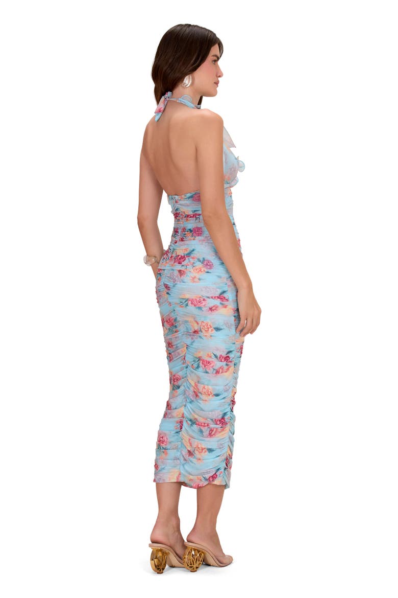 Flora Mist Midi Dress, Alternate, color, BLUE