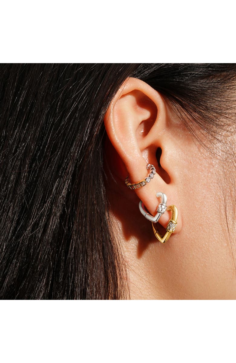 ANIA HAIE Pavé Clasp Heart Huggie Hoop Earrings, Alternate, color, Shiny Gold