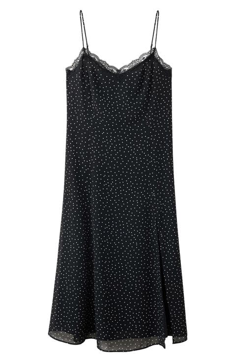 Polka-Dotted Dress with Lace Detail