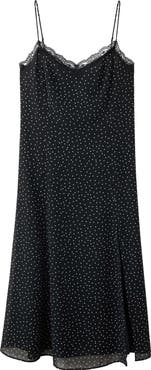 MANGO Polka-Dotted Dress with Lace Detail
