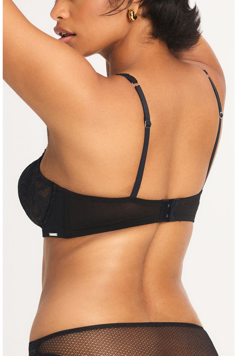 Lace Flow Unlined Balconette Bra, Alternate, color, BLACK CAVIAR