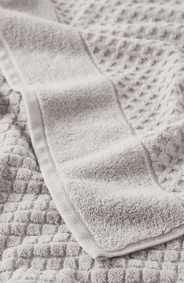 Woven & Weft Diamond Textured 4-Pack Bath Towel Set, Alternate, color, Light Grey
