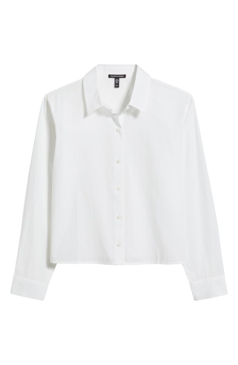 Eileen Fisher Classic Point Collar Organic Cotton Poplin Button-Up Shirt, Alternate, color, White