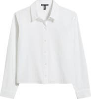 Eileen Fisher Classic Point Collar Organic Cotton Poplin Button-Up Shirt