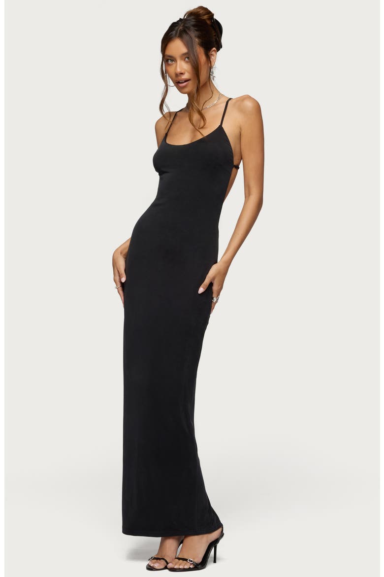Zhuri Ring Backless Maxi Dress, Alternate, color, BLACK