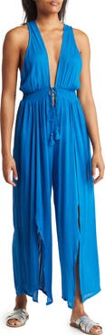 BOHO ME Ruffle Tie Neck Cover-Up Jumpsuit
