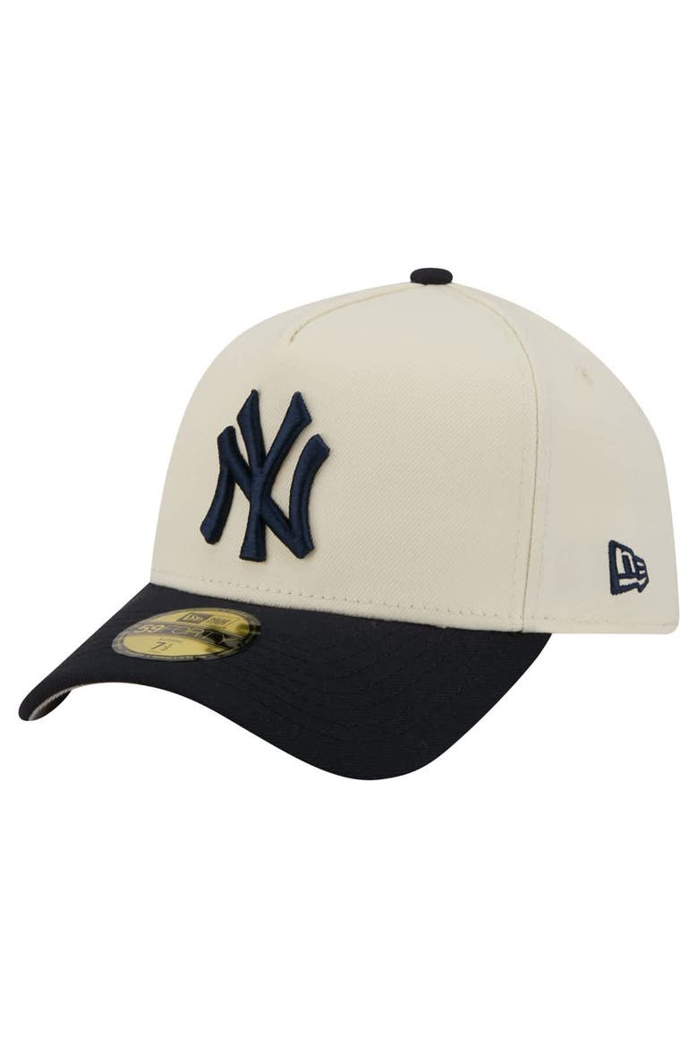 Men's New Era  Cream New York Yankees Chrome A-Frame 59FORTY Fitted Hat, Alternate, color, Cream