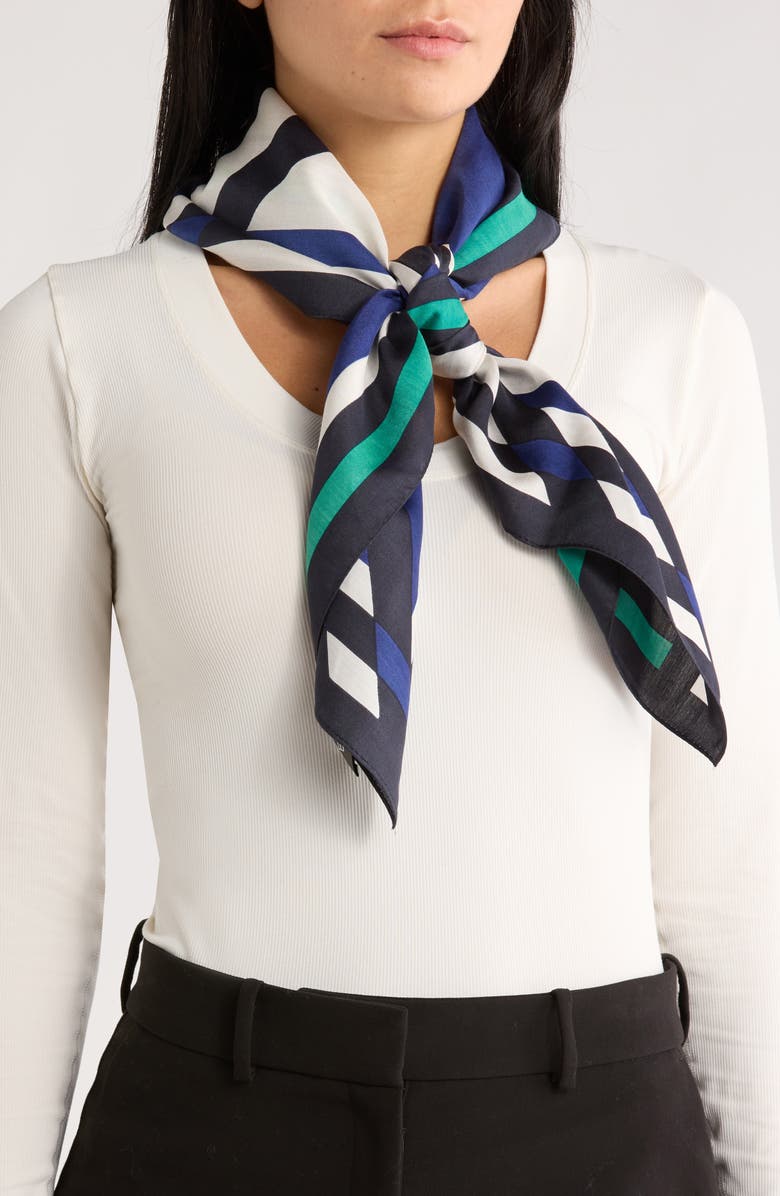 BCBG Diamond Geo Scarf, Main, color, Blue/ Green