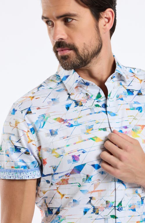 Robert Graham Raymond Short Sleeve Cotton Button-up Shirt In White
