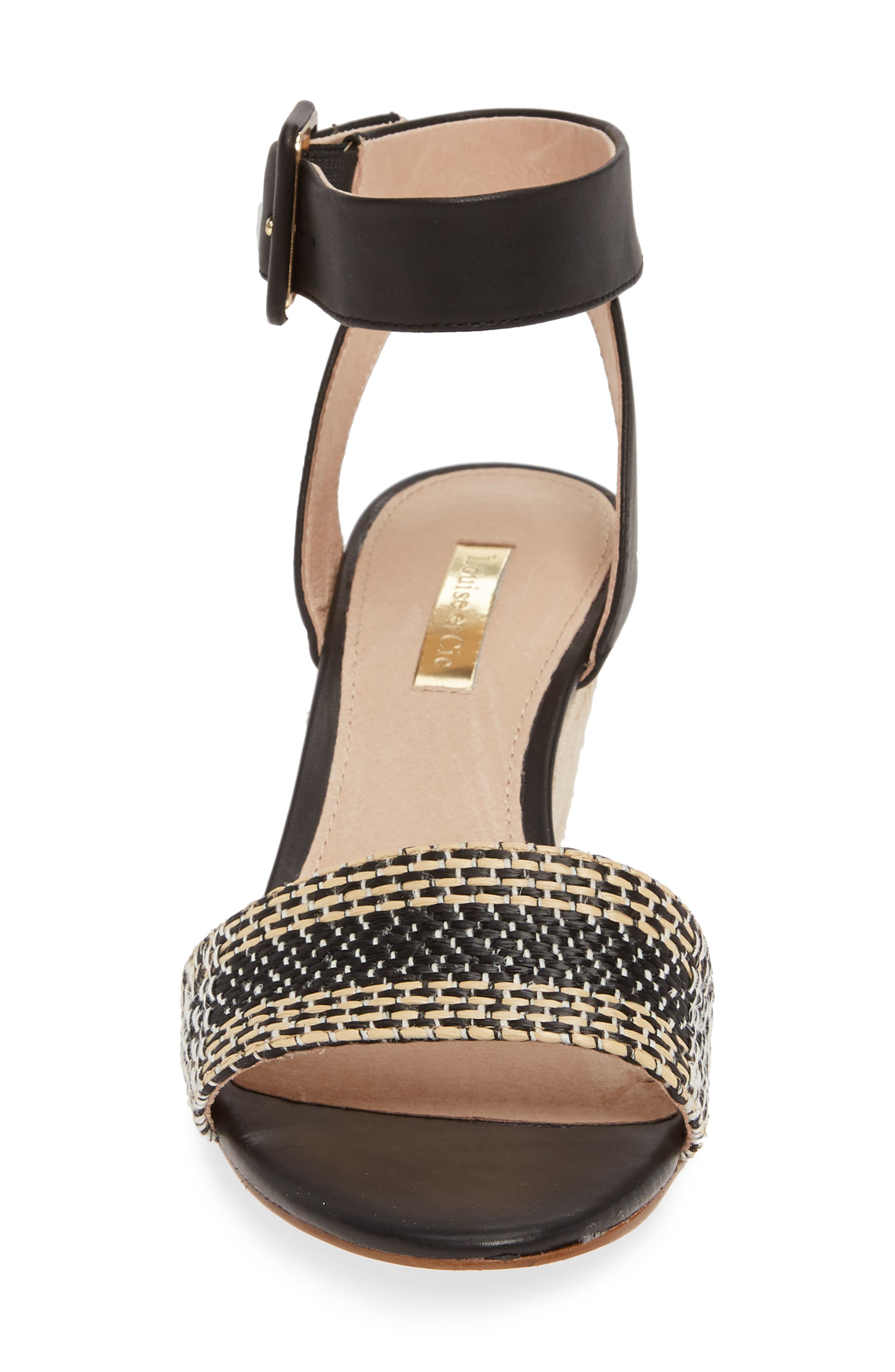 Punya Wedge Sandal, Alternate, color, BLACK/ NATURAL/ BLACK