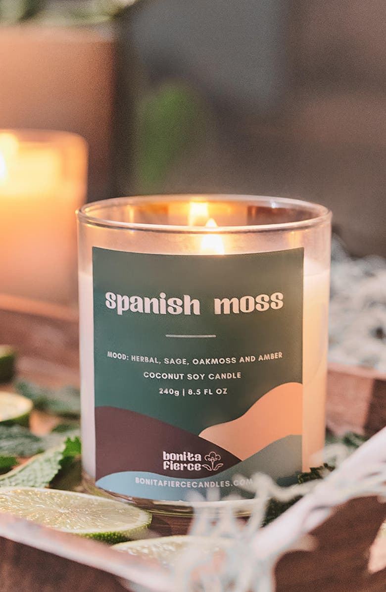 Bonita Fierce Spanish Moss Candle, Alternate, color, White/ Green
