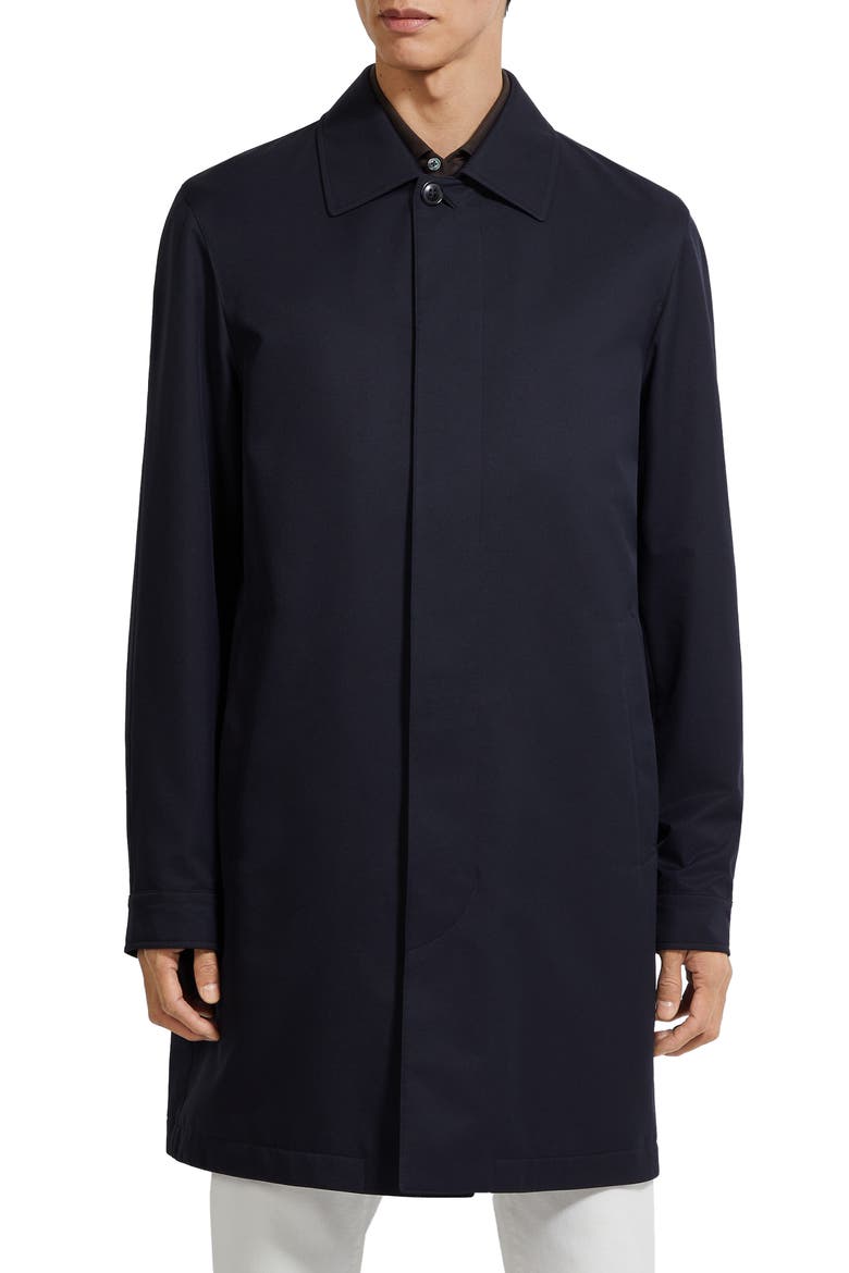 Water Repellent Microfiber Twill Raincoat, Main, color, NAVY BLUE