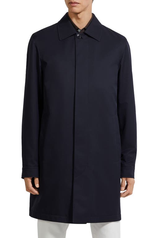 Zegna Water Repellent Microfiber Twill Raincoat In Blue