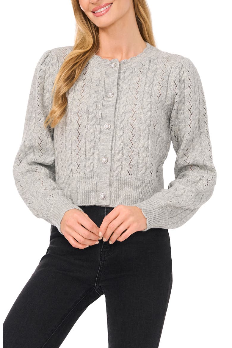 Mixed Stitch Cardigan, Main, color, LIGHT HEATHER GREY