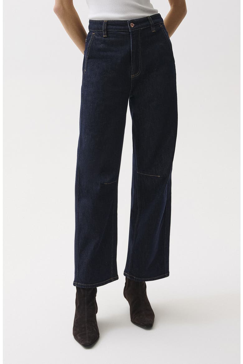 Beau High Waist Wide Leg Petite Jeans, Main, color, NIGHTFALL