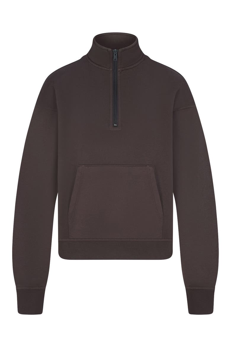 Shrunken Organic Cotton Half Zip Pullover, Alternate, color, IRON