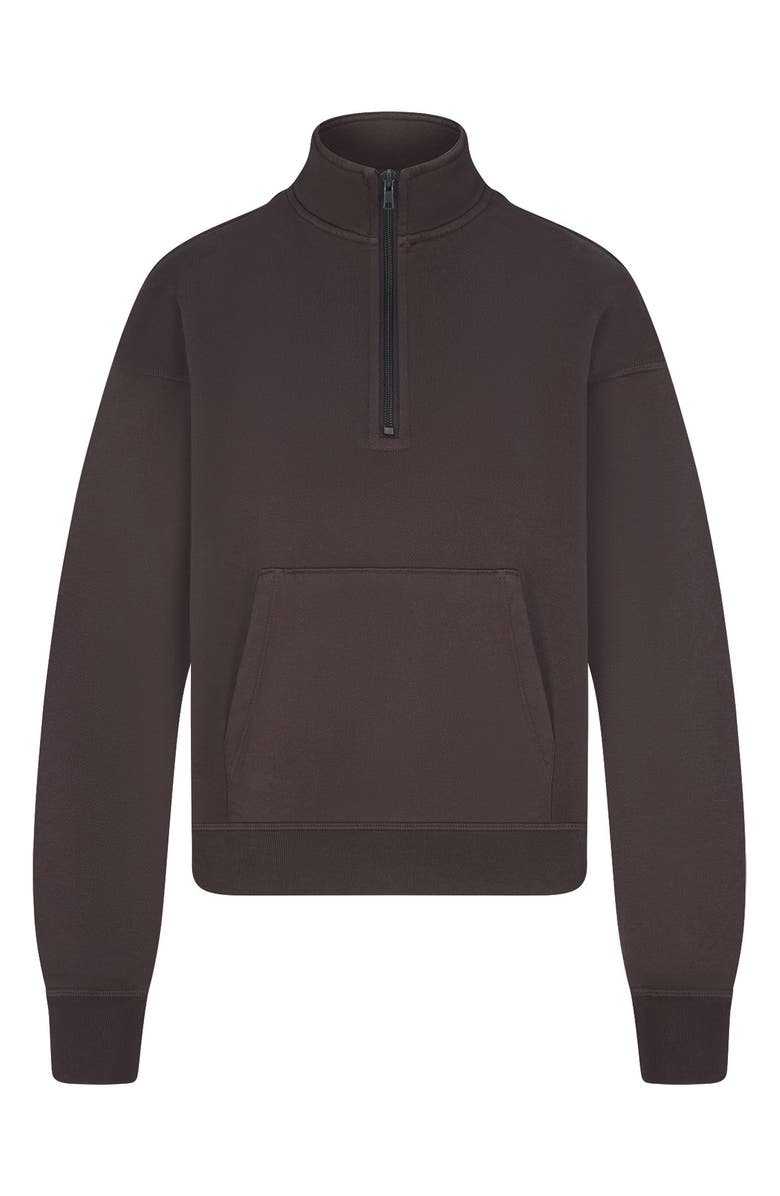 SKIMS Shrunken Organic Cotton Half Zip Pullover, Alternate, color, 