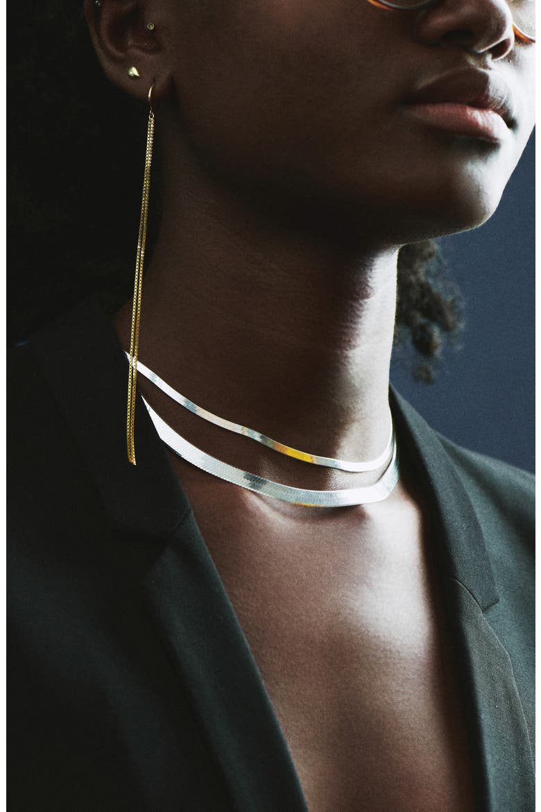 Silver Herringbone Necklace, Alternate, color, SILVER