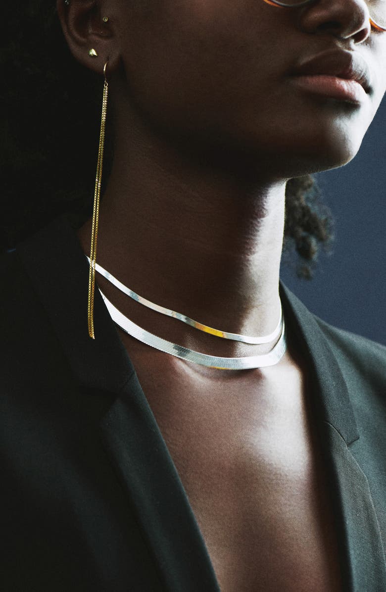 Loren Stewart Silver Herringbone Necklace, Alternate, color, 