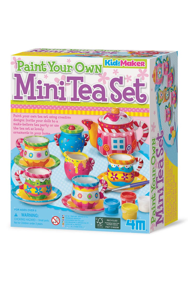 KidzMaker, Paint Your Own Mini Tea Set, Main, color, Multicolored